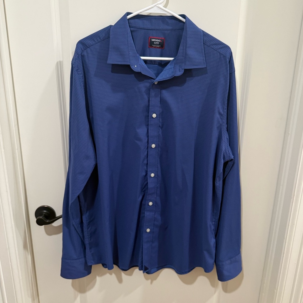 Untuckit Regular Fit Langhorne Button Down Long Sleeve Blue Size XL